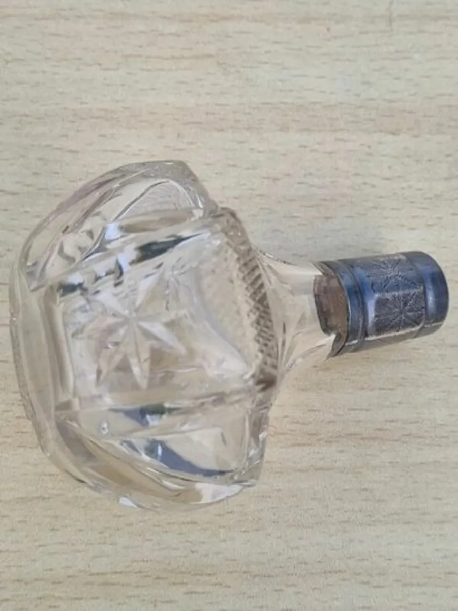 Vintage crystal bottle with silver top - Image 4