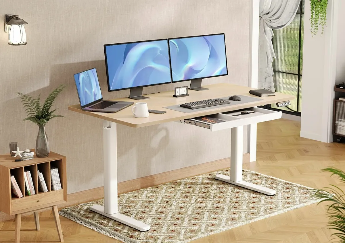 Electric Standing Desk with Drawer 140 x 60 cm - Image 2