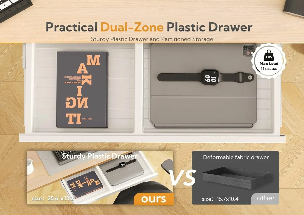 Electric Standing Desk with Drawer 140 x 60 cm - Image 4