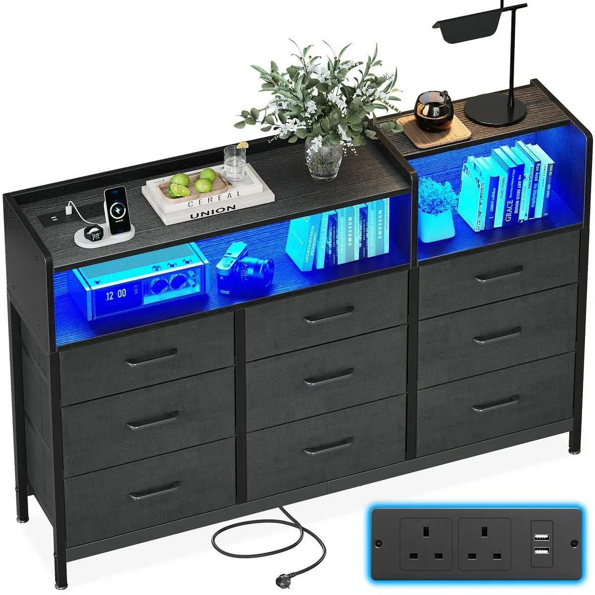 Black Chest of Drawers Bedroom Dresser Cabinet - Image 1