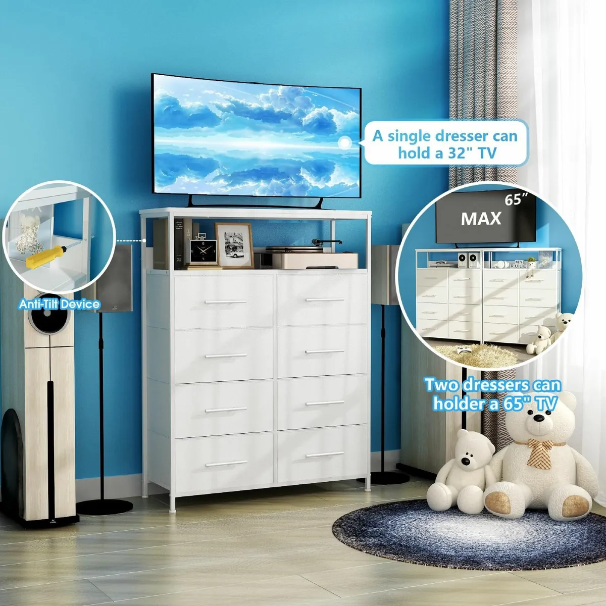 Chest of Drawers Dresser for Bedroom with 8 - Image 4