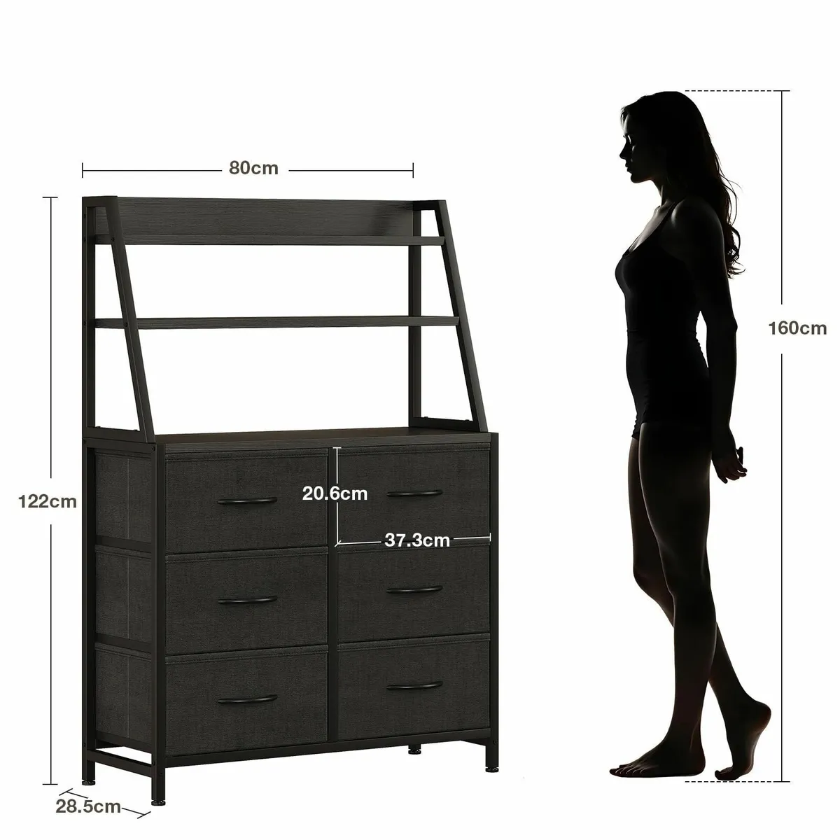 Chest of Drawers bedroom with 6 Fabric Storage - Image 2