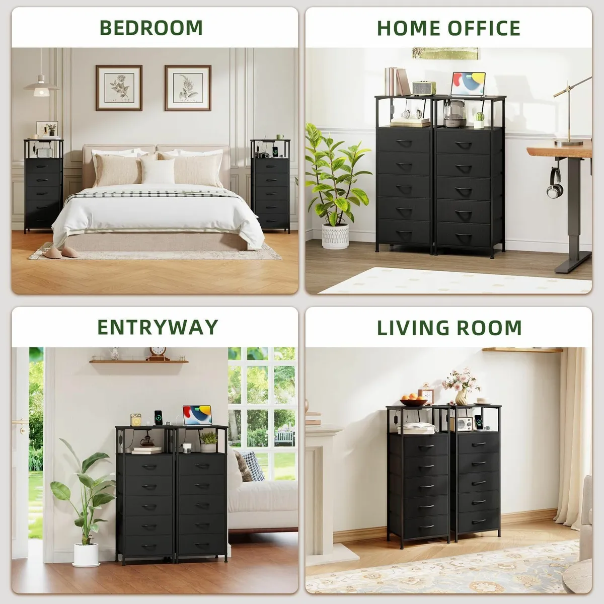 Tall Chest of Drawers for Bedroom with Charging - Image 4