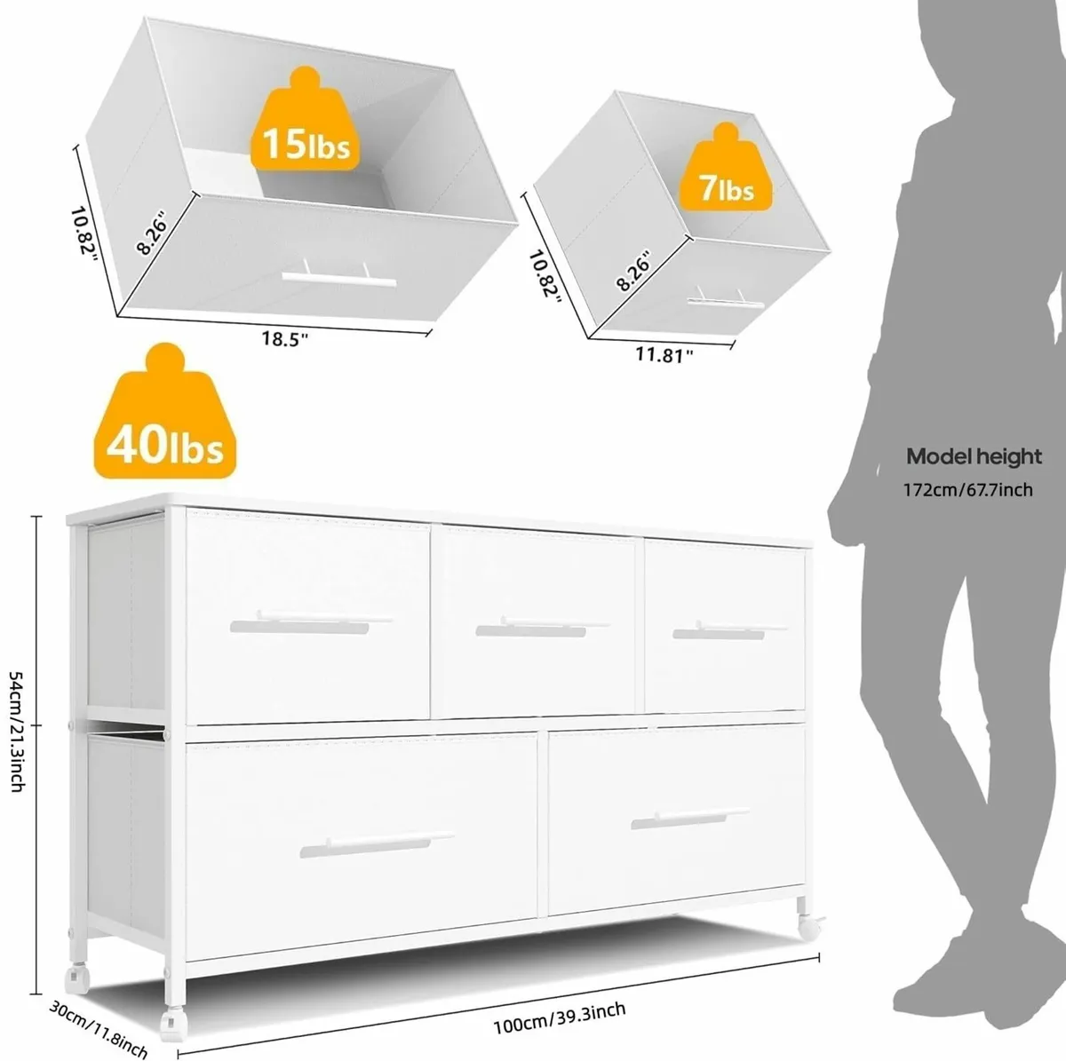 Chest of Drawers Dresser for Bedroom with 5 - Image 3