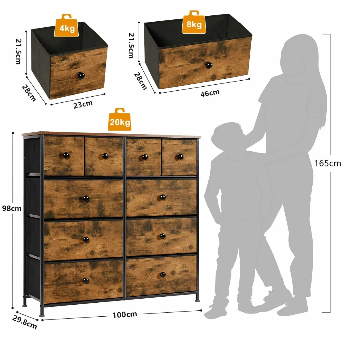 Chest of Drawers Bedroom Furniture with 10 Large - Image 3