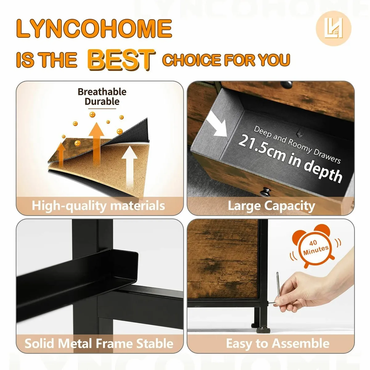 Chest of Drawers Bedroom Furniture with 10 Large - Image 4