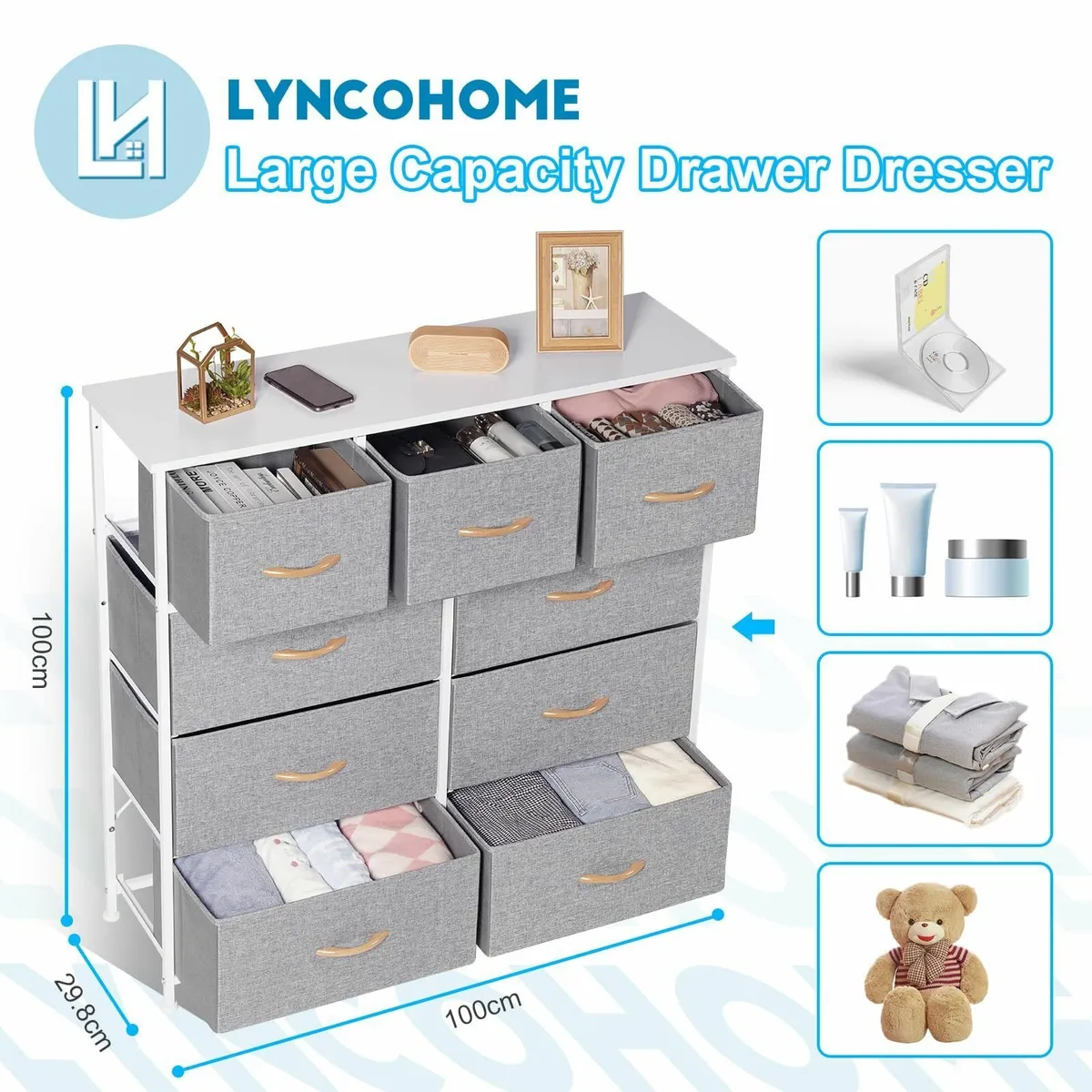 Chest of Drawer Bedroom 9 Drawers Dresser with - Image 3