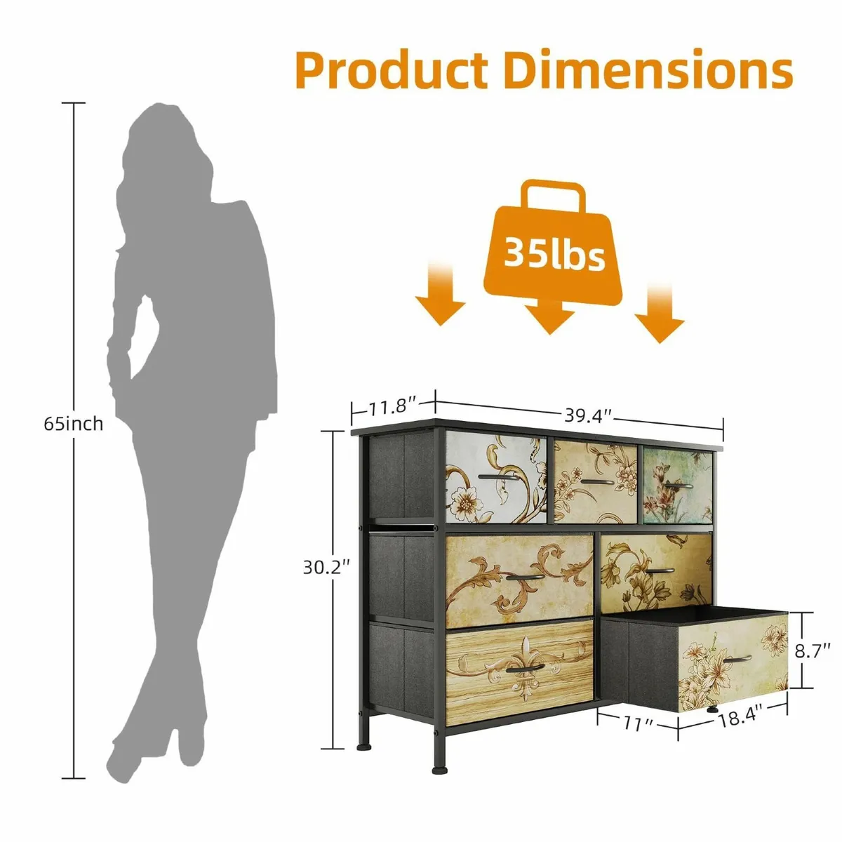 Chest of Drawers Bedroom with 7 Tall Fabric - Image 3