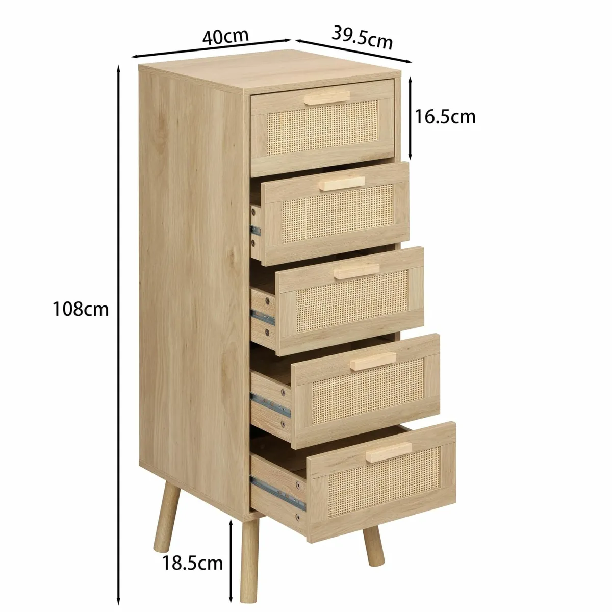Rattan Chest of Drawers Bedroom Tall Chester with - Image 3