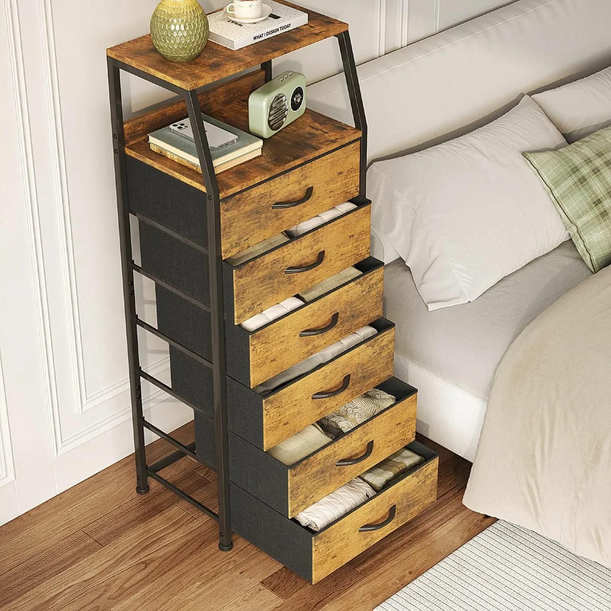 Chest of Drawers Bedroom with 6 Tall Fabric - Image 2