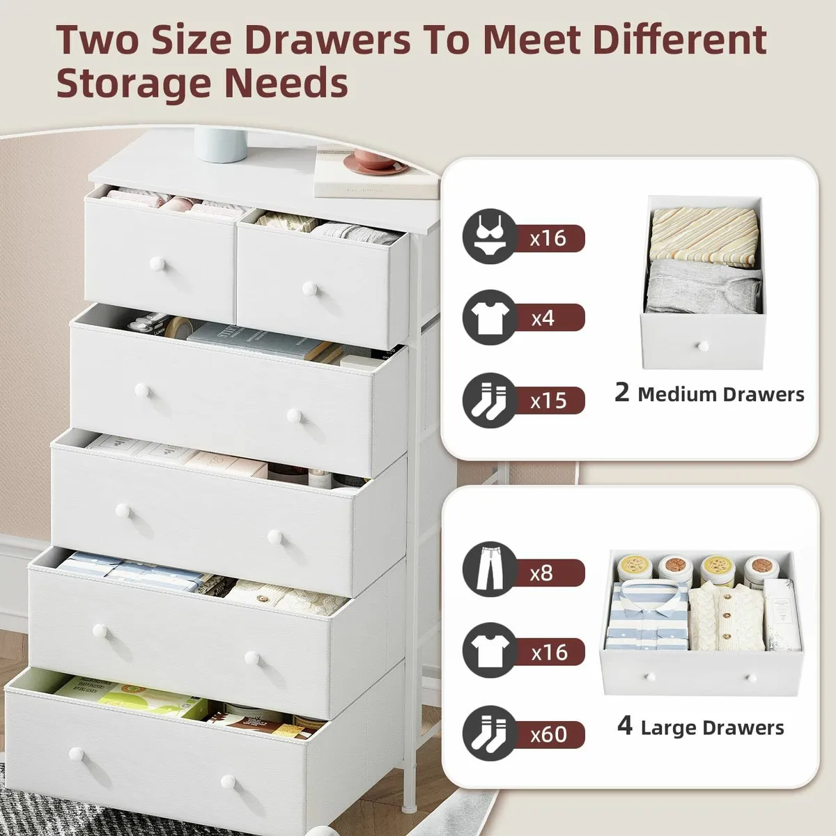 Chest of Drawers for Bedroom with 6 Storage - Image 4
