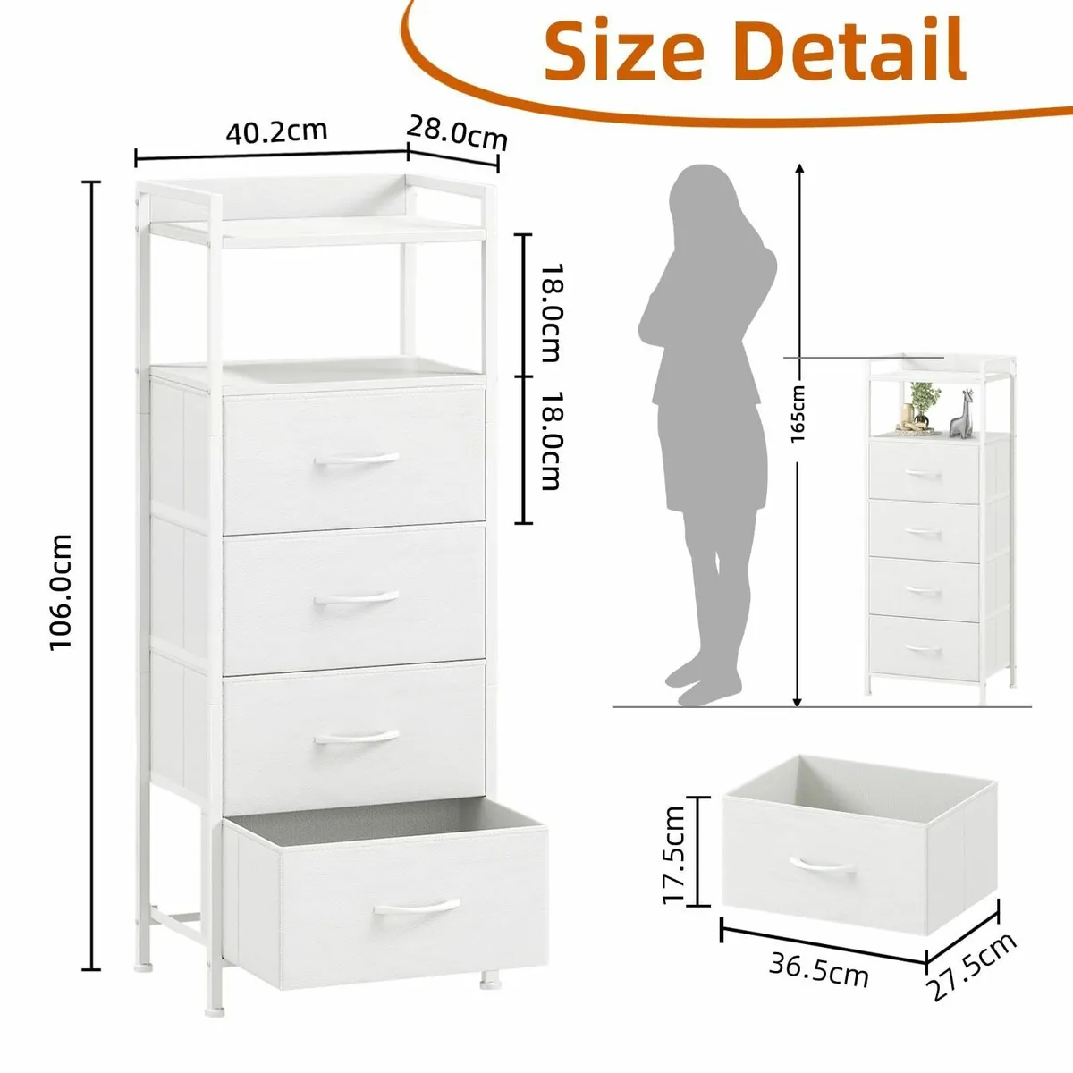 Tall Chest of Drawers for Bedroom with 4 Storage - Image 3