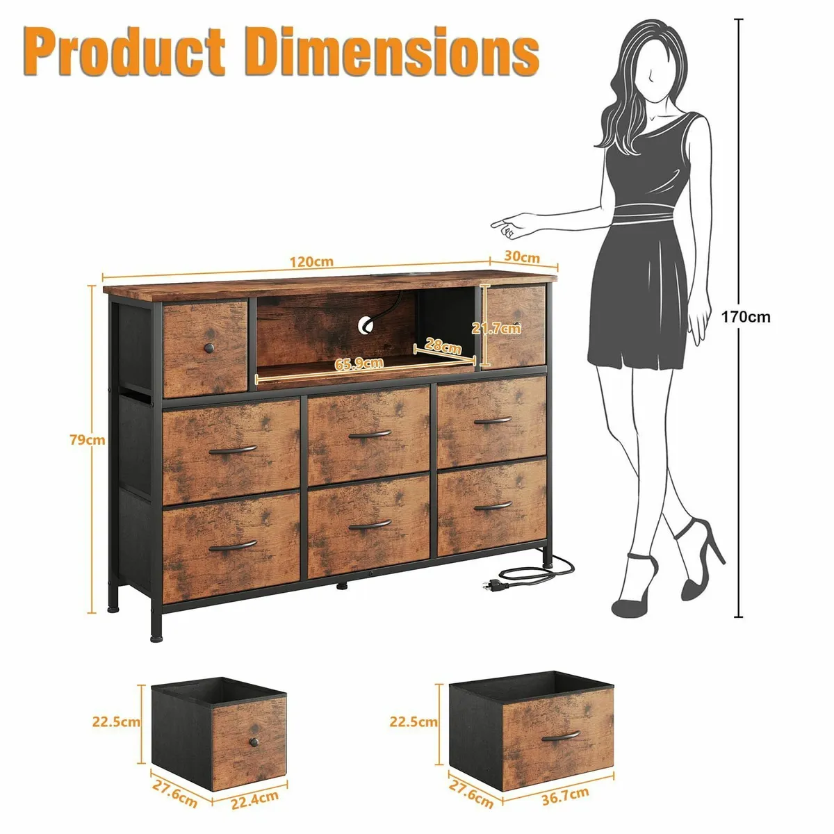 Chest of Drawers with Power Outlets and LED - Image 3