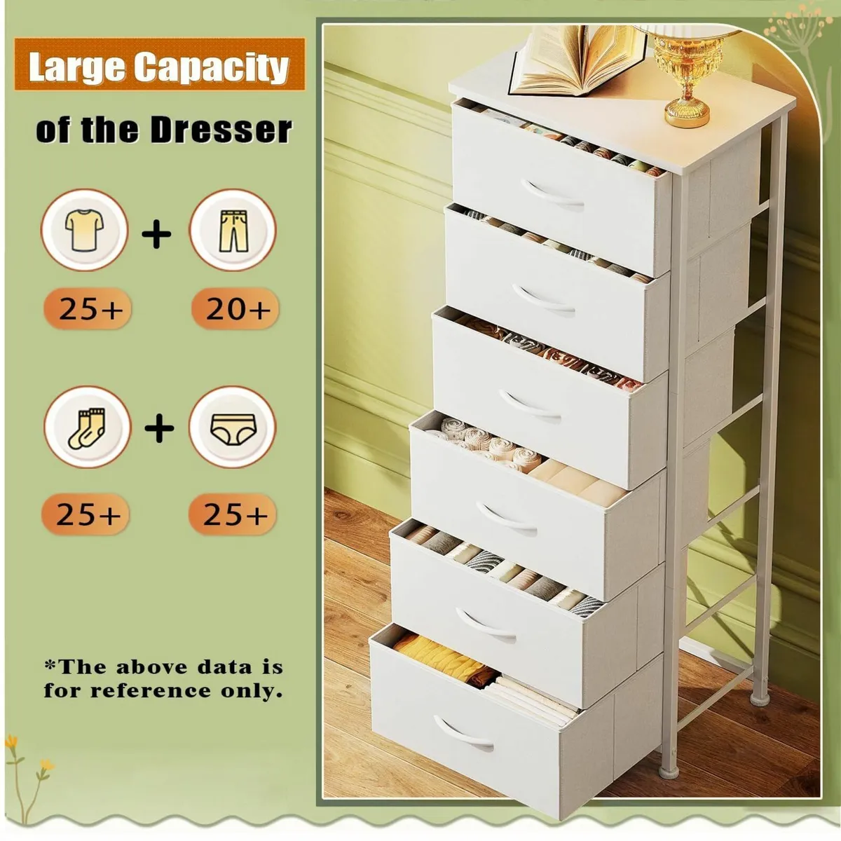 6 Drawer Tall Dresser for Bedroom Entryway - Image 4