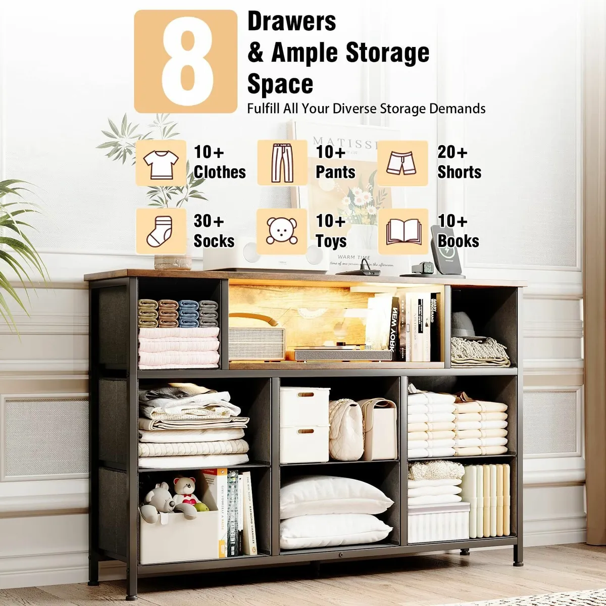 Chest of Drawers with Power Outlets and LED - Image 4