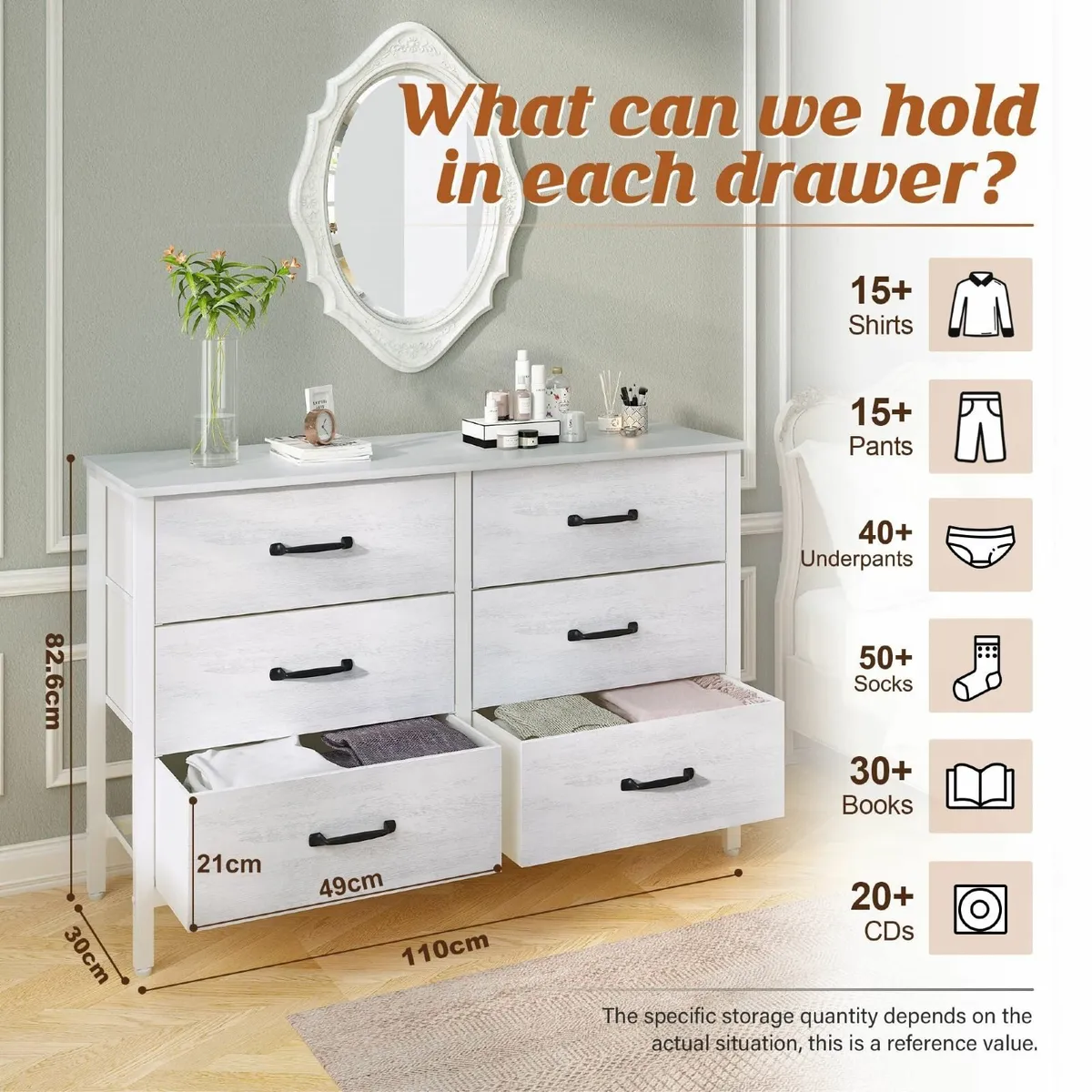 Chest of Drawers Bedroom TV Stand Cabinet with - Image 3