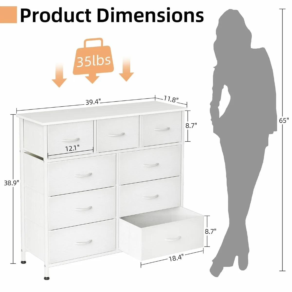 Chest of Drawer with 9 Drawers Modern Bedroom - Image 3