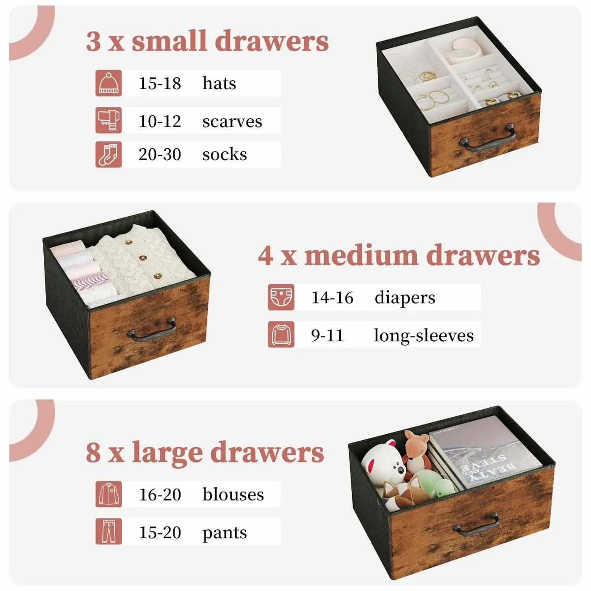 Chest of Drawers Dresser for Bedroom with 15 - Image 4