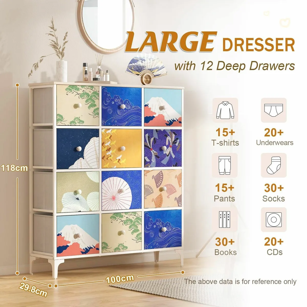 Chest of Drawers Bedroom Storage Tall Dresser - Image 4