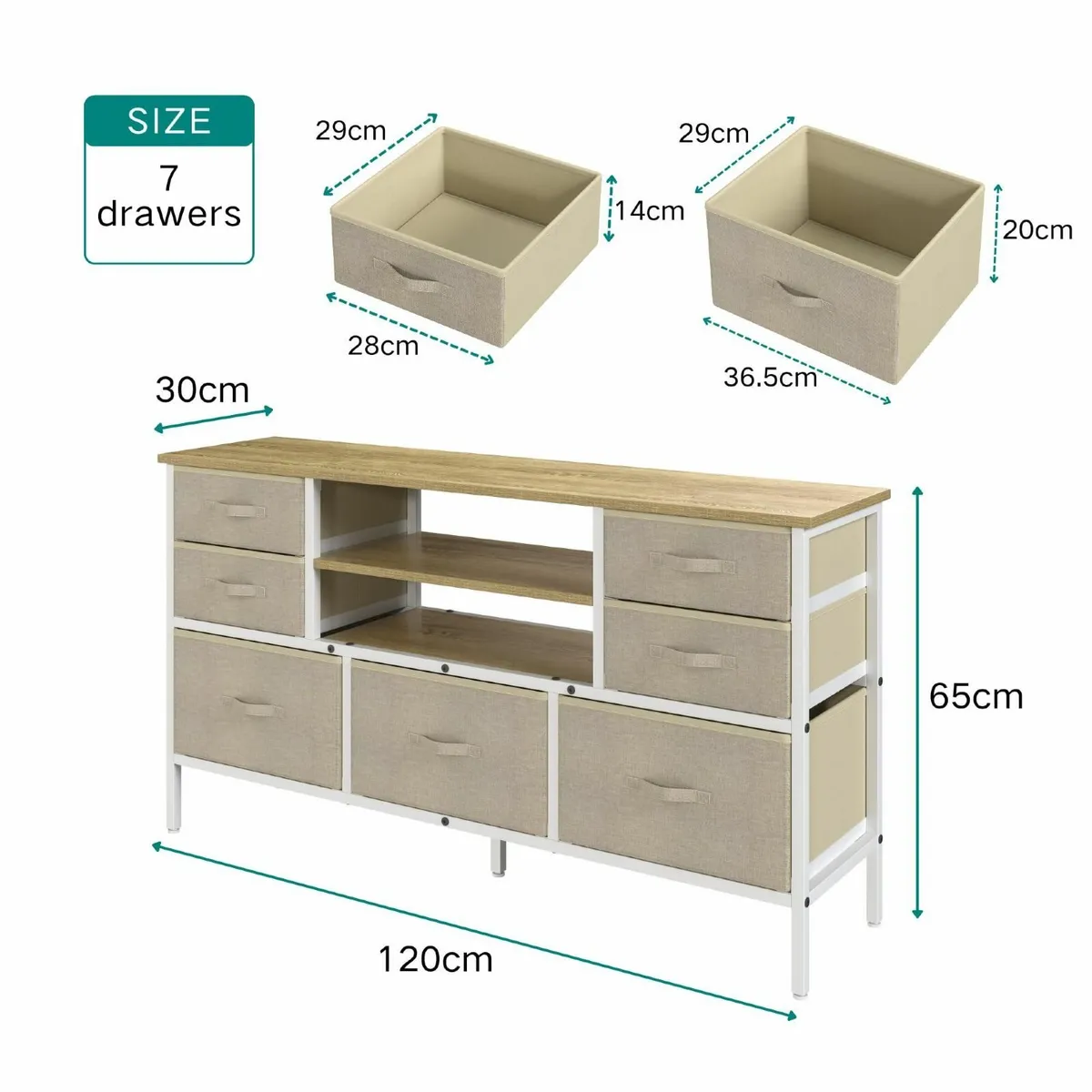 Chest of Drawers with 7 Sturdy Furniture Fabric - Image 2