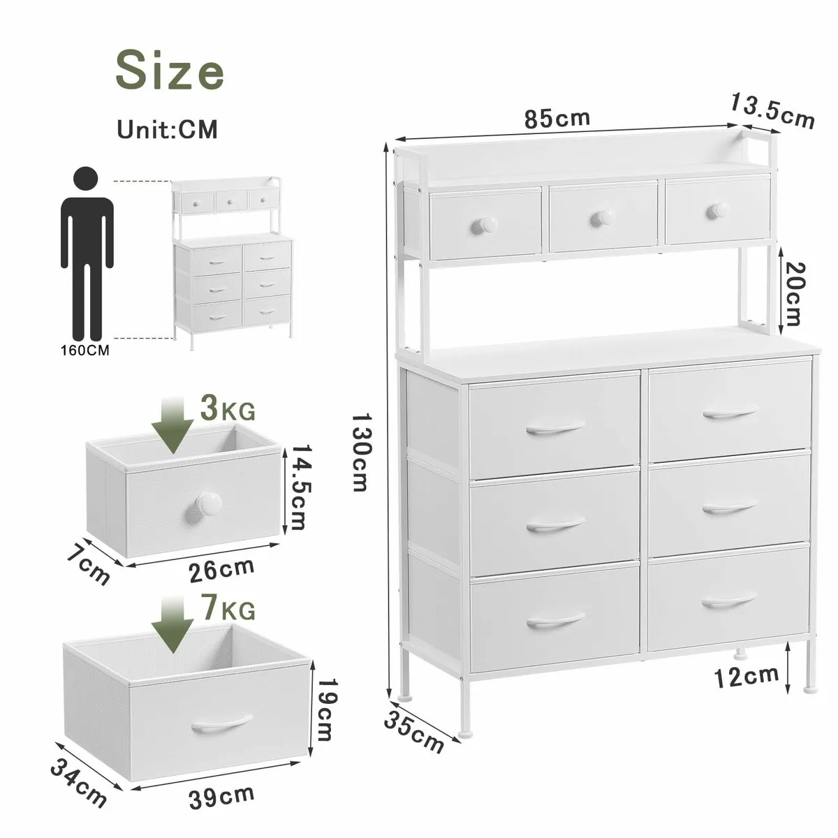 Chest of Drawers 9-Drawer Bedroom Cabinet with - Image 3