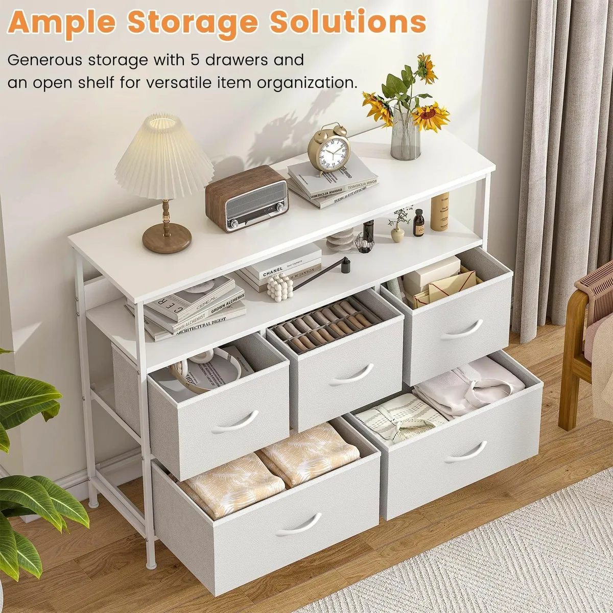 Chest of Drawers 5 Dresser with TV Stand Metal - Image 3