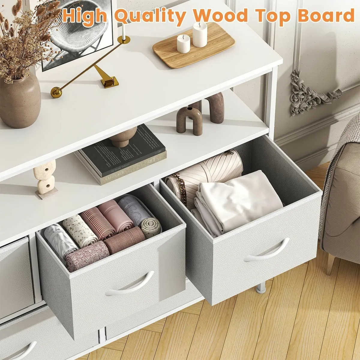 Chest of Drawers 5 Dresser with TV Stand Metal - Image 4