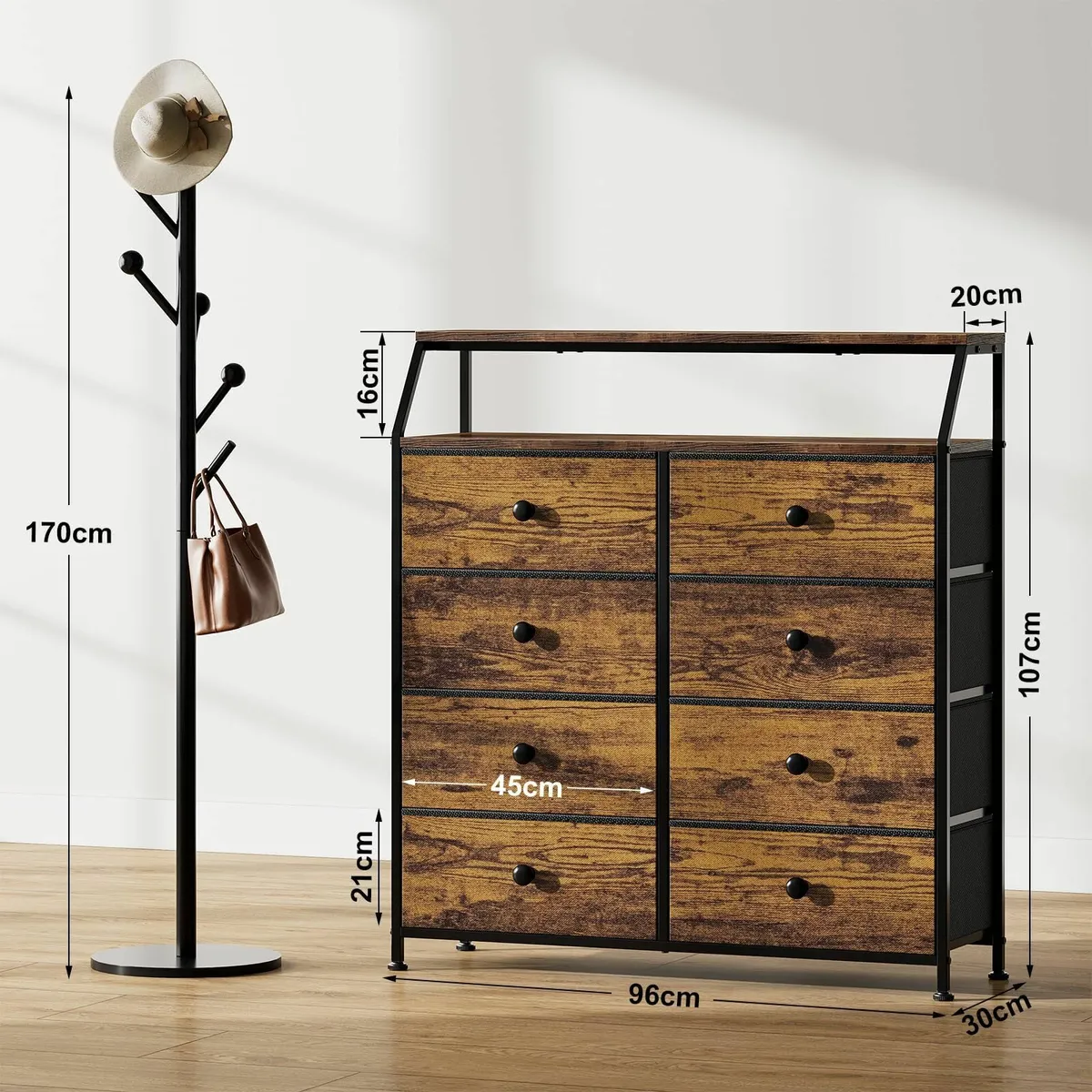 Chest of Drawers with 8 Rustic Brown Dresser for - Image 2