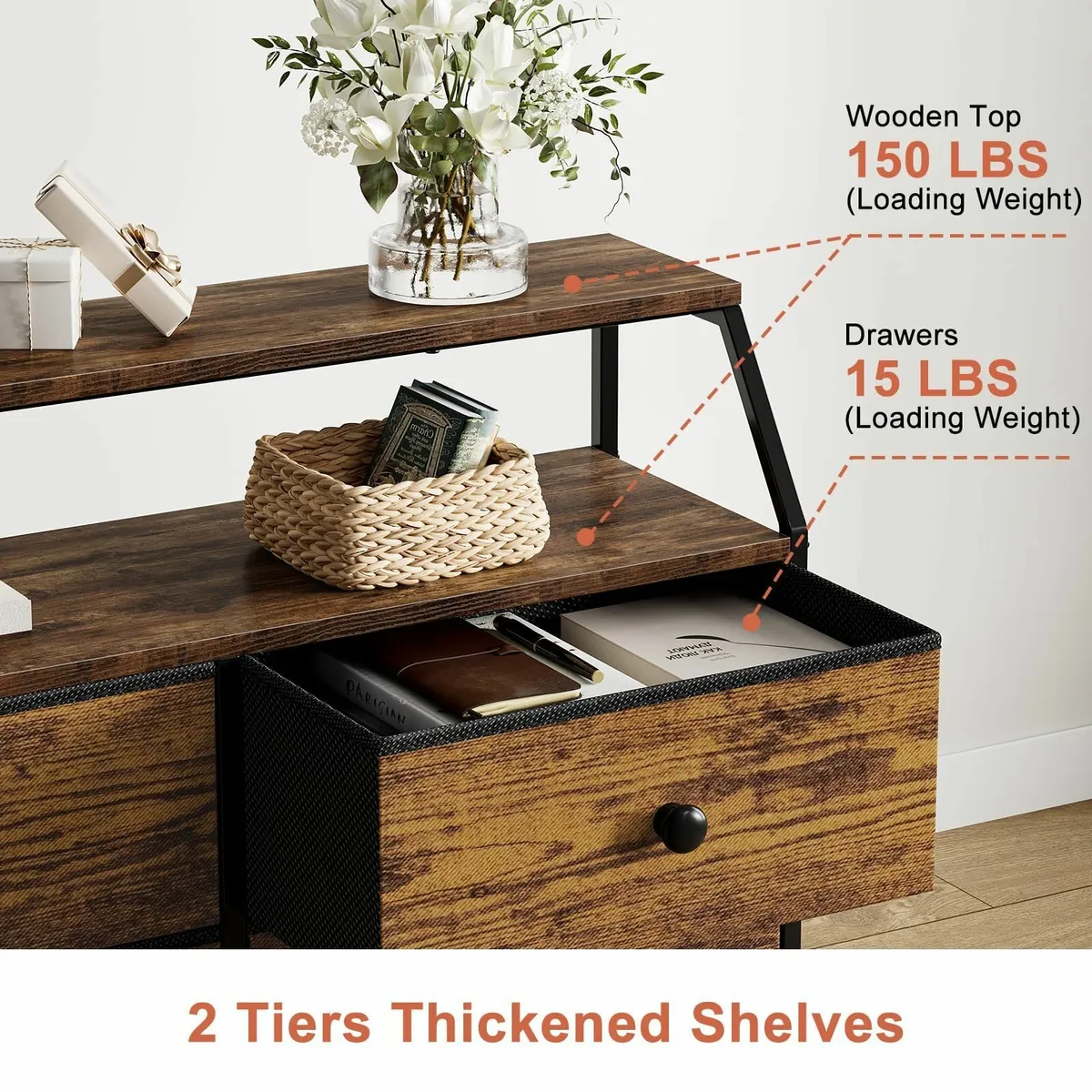 Chest of Drawers with 8 Rustic Brown Dresser for - Image 4