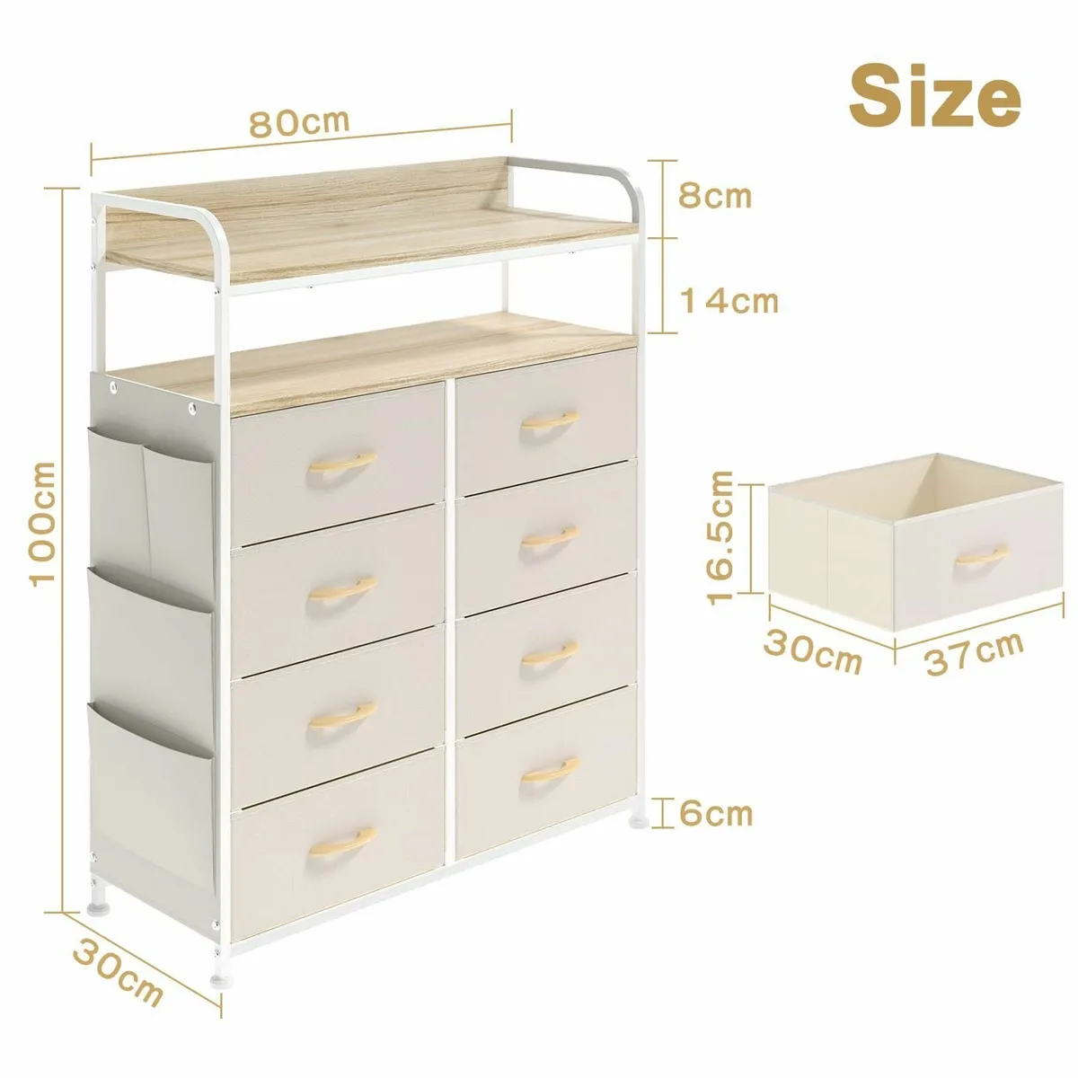 Chest of Drawer Bedroom Dresser with 8 Fabric - Image 2