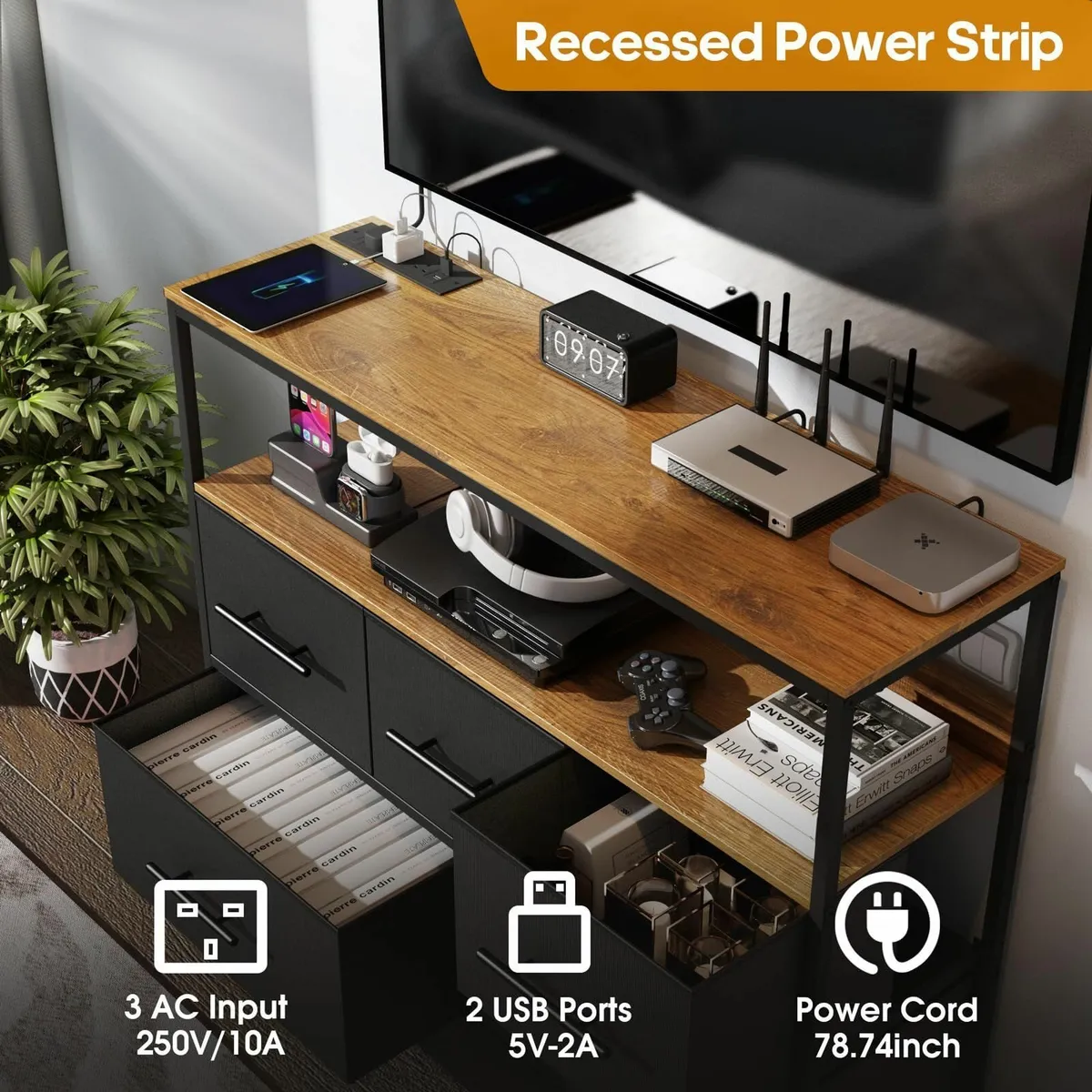 Dresser with Charging Station Chest of Drawers - Image 4