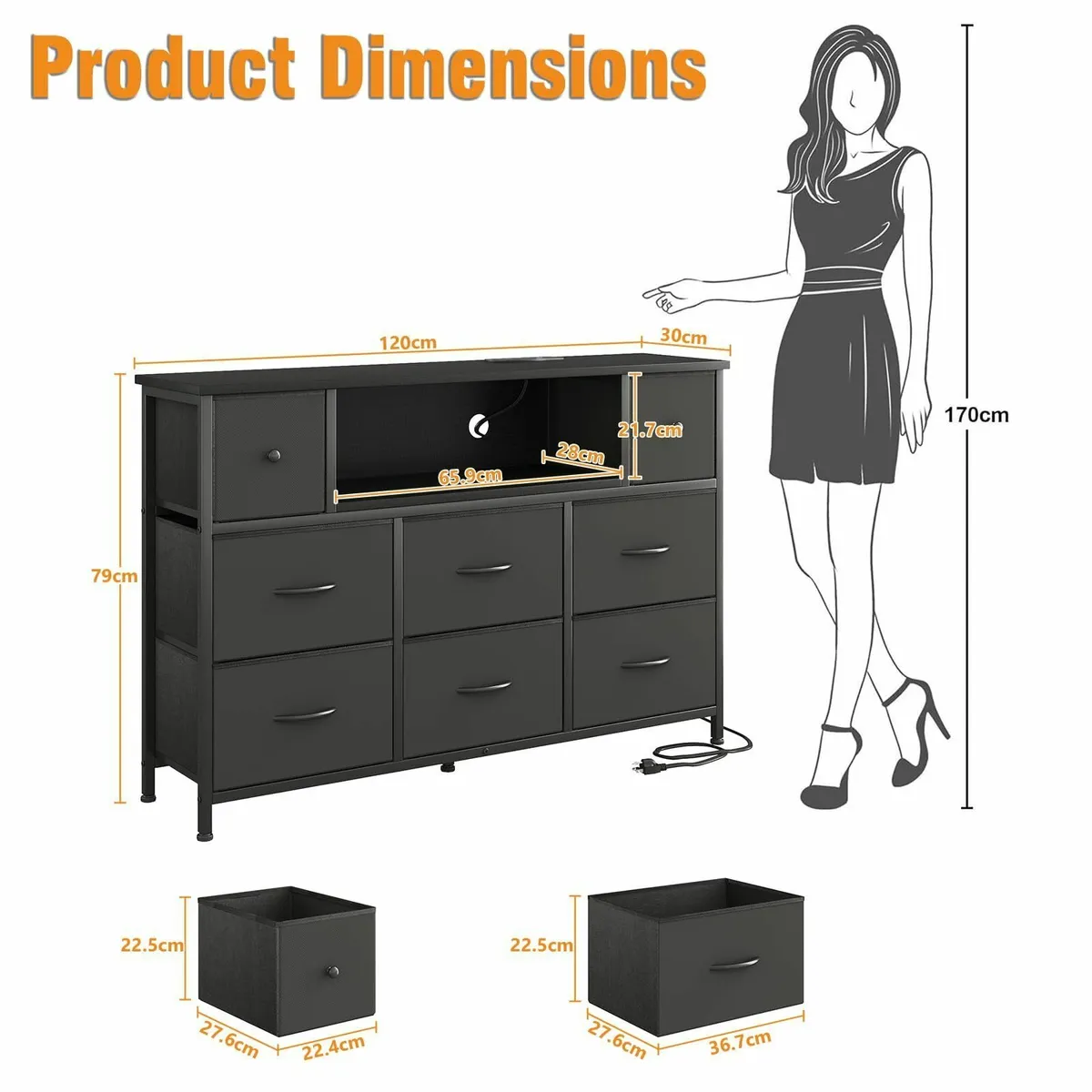 Chest of Drawers with Power Outlets and LED - Image 3