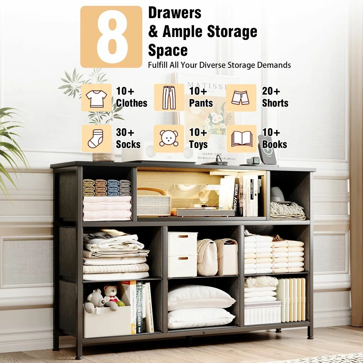 Chest of Drawers with Power Outlets and LED - Image 4