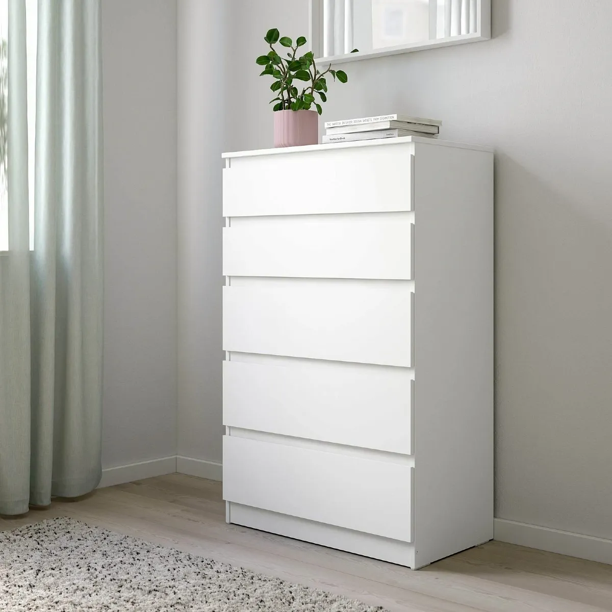 KULLEN chest of 5 drawers white (70x40x112 cm) - Image 2