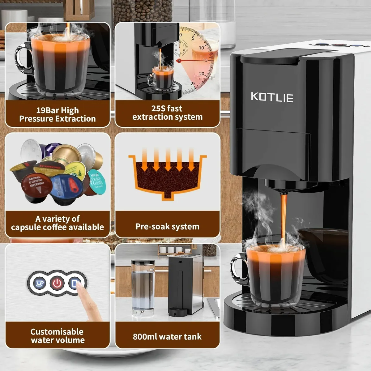 Espresso 4in1 Coffee Pods Machine for Nespresso - Image 3