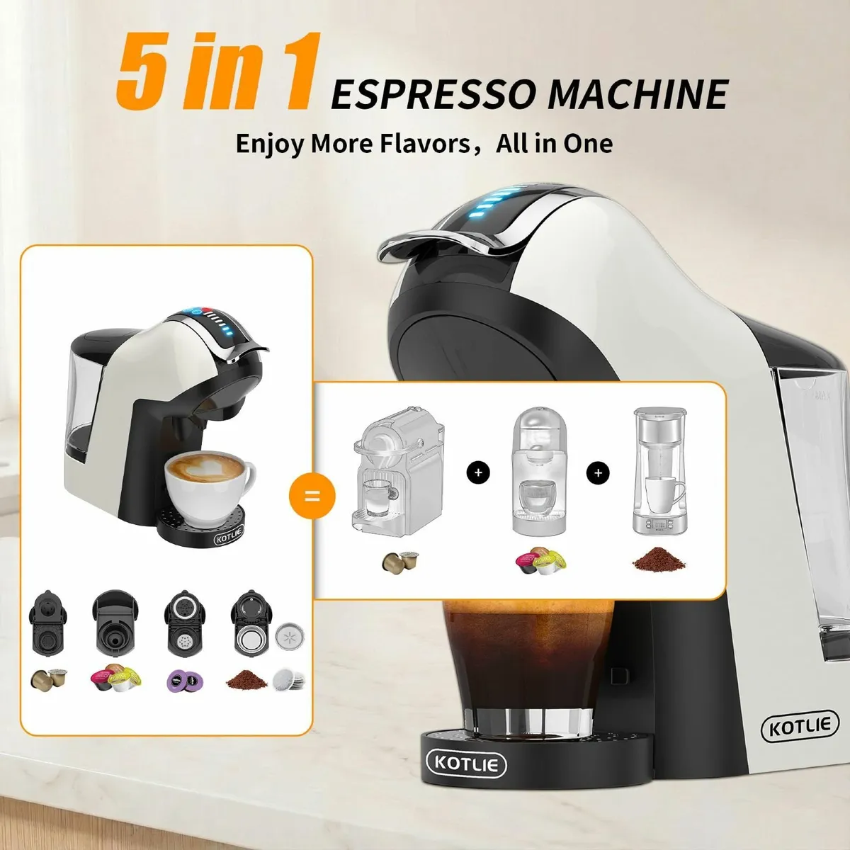 Upgrade 19 Bar 5in1 Espresso Capsule Coffee - Image 3