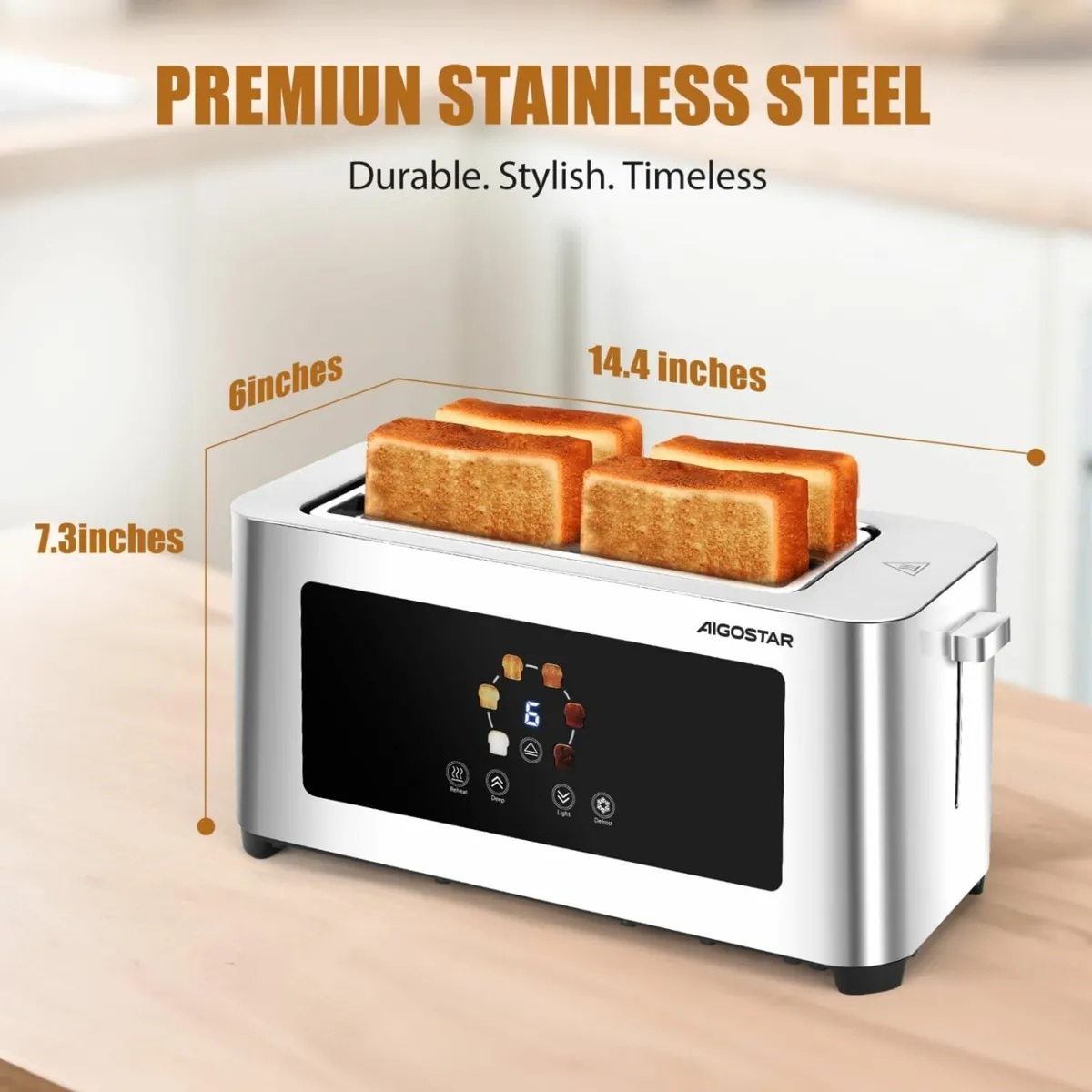 4-Slice Long Slot Toaster Stainless Steel - Image 2