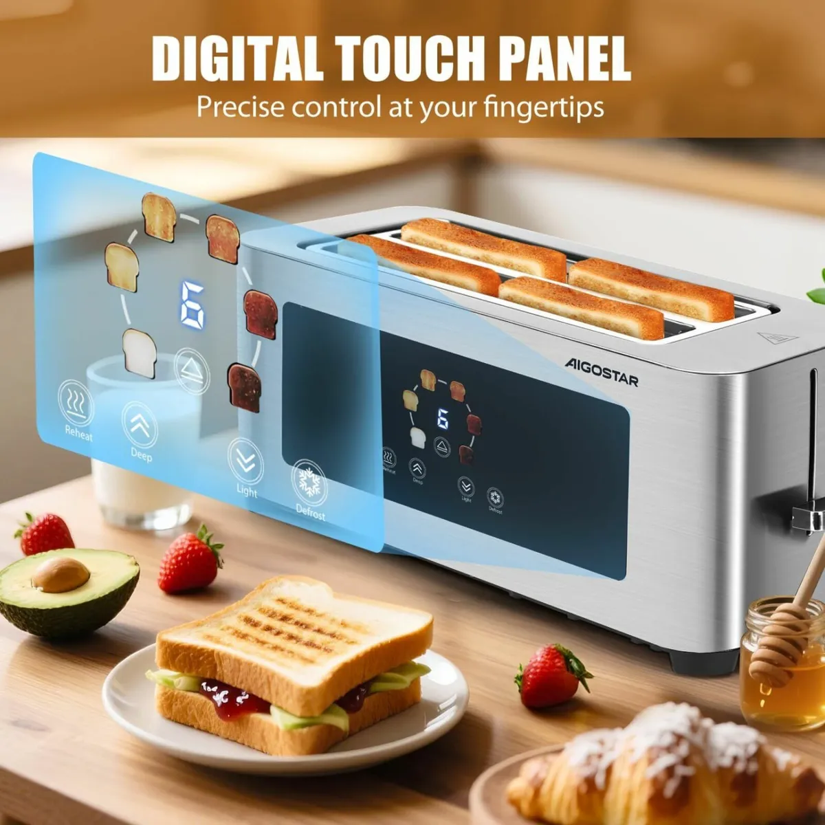 4-Slice Long Slot Toaster Stainless Steel - Image 3