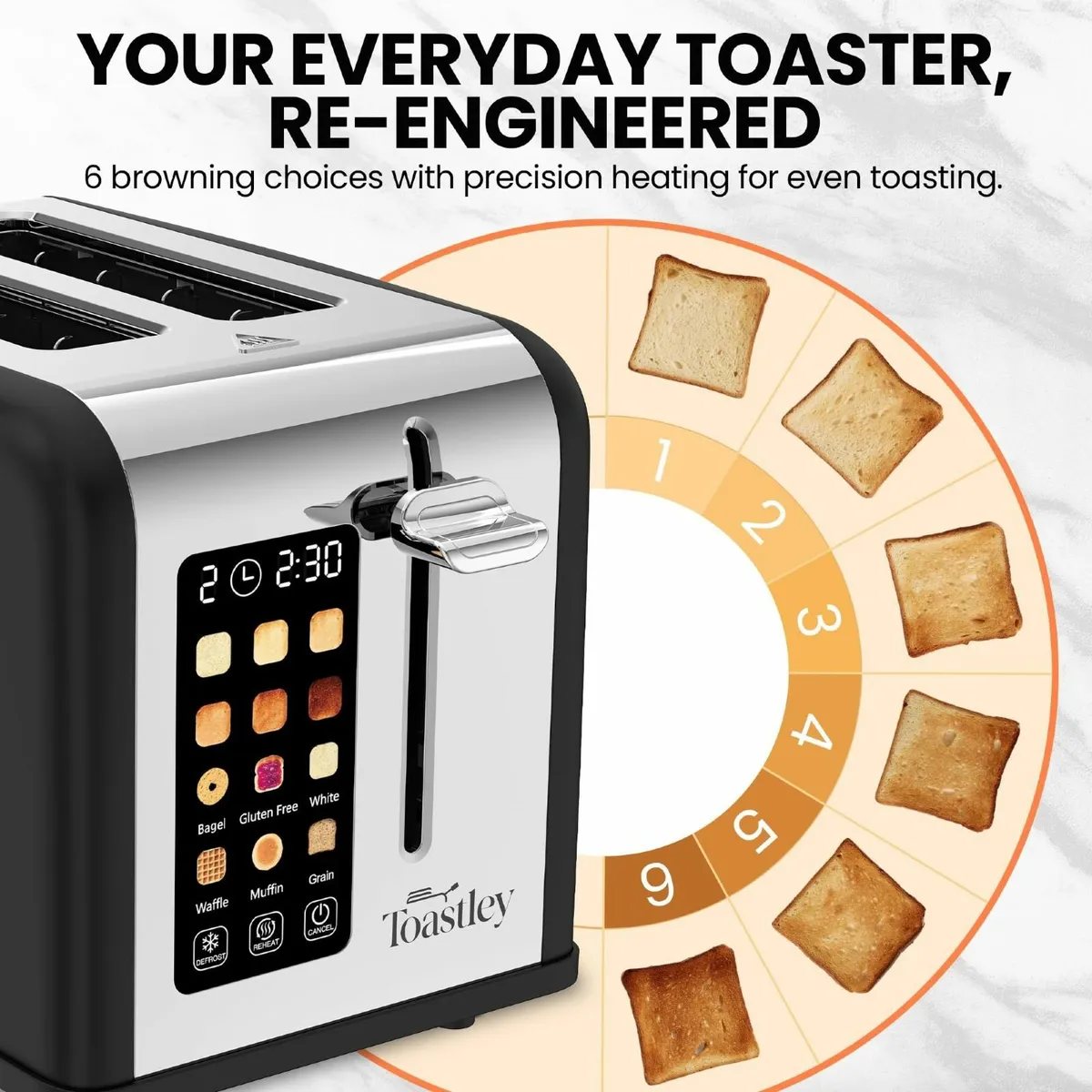Smart 2 Slice Toaster with Touchscreen Control - Image 4