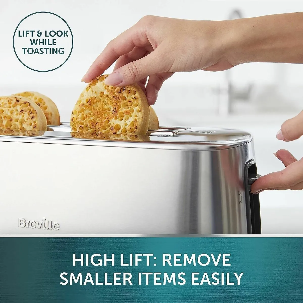 Edge Silver 4-Slice Toaster with Extra Long Slots - Image 4