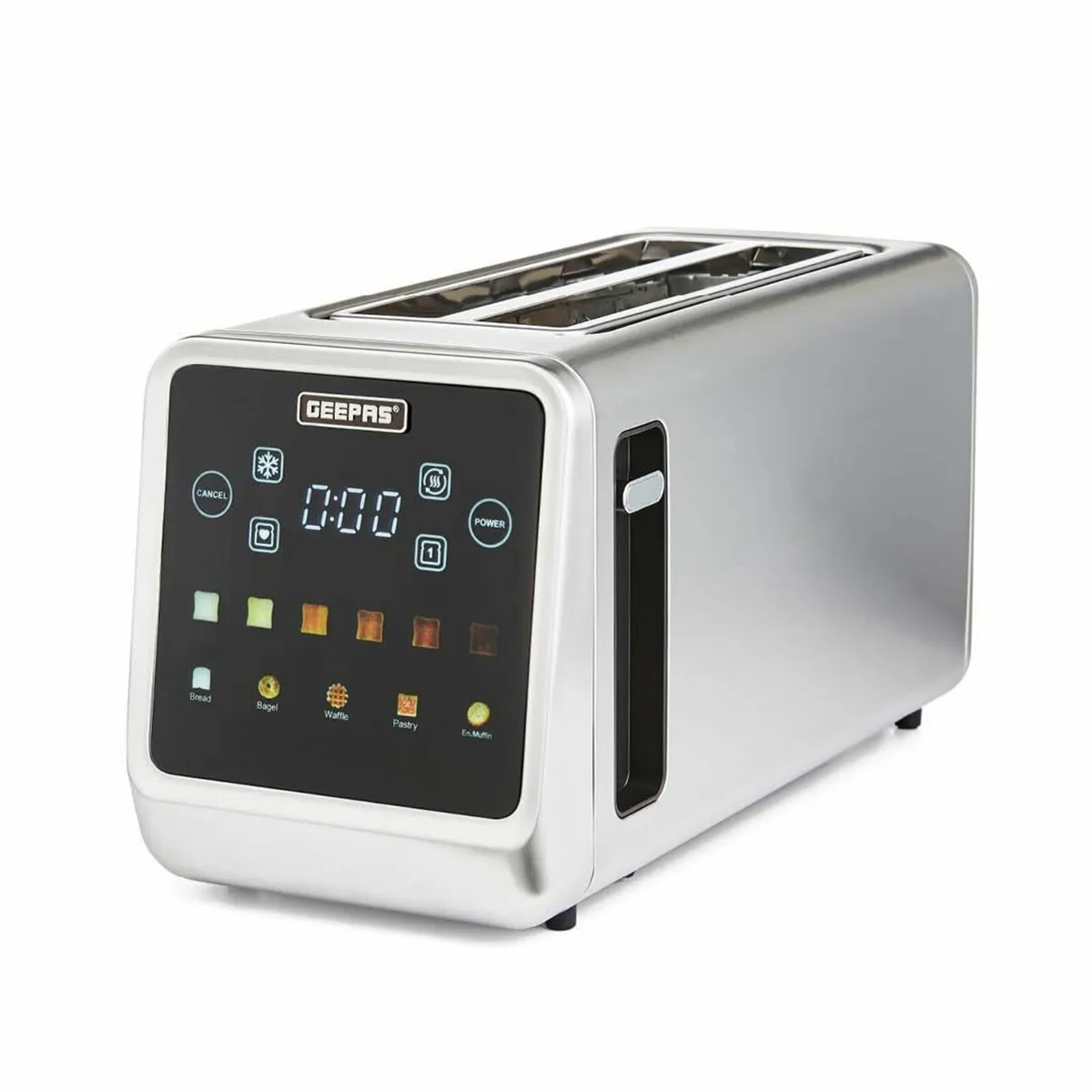 5-in-1 DIGITAL 4 Slice Long Slot Toaster Stainless - Image 1