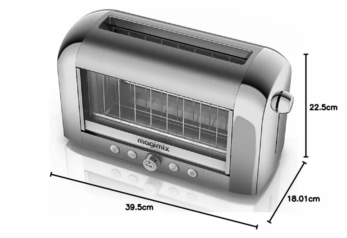 Vision See Through 2 Slice Glass Toaster Brushed - Image 3