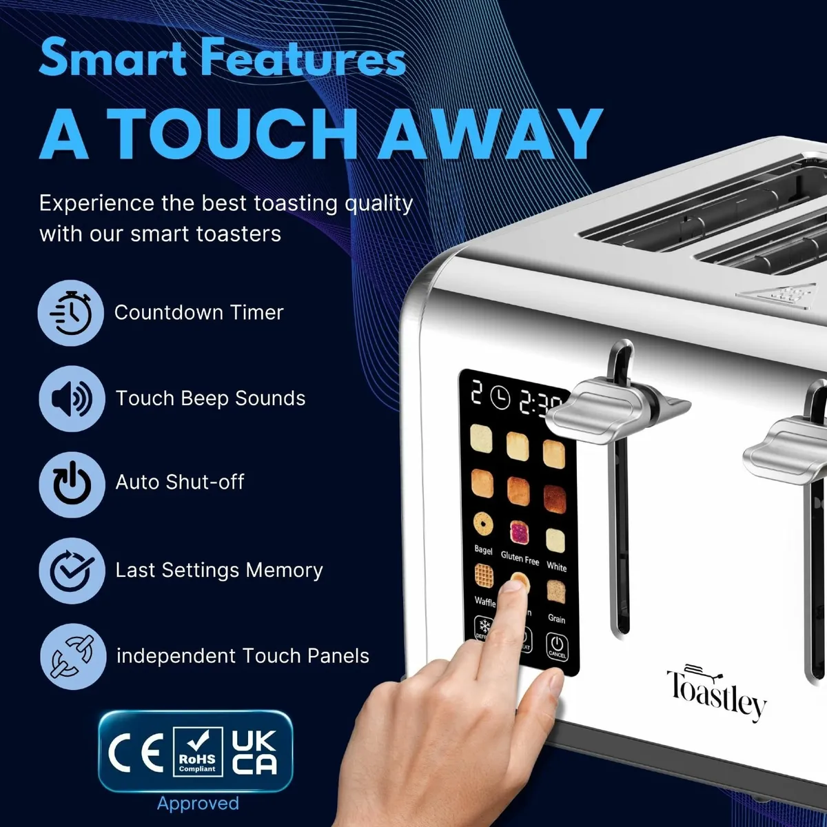 Smart Toaster 4 Slice Dual Touchscreen Controls - Image 4