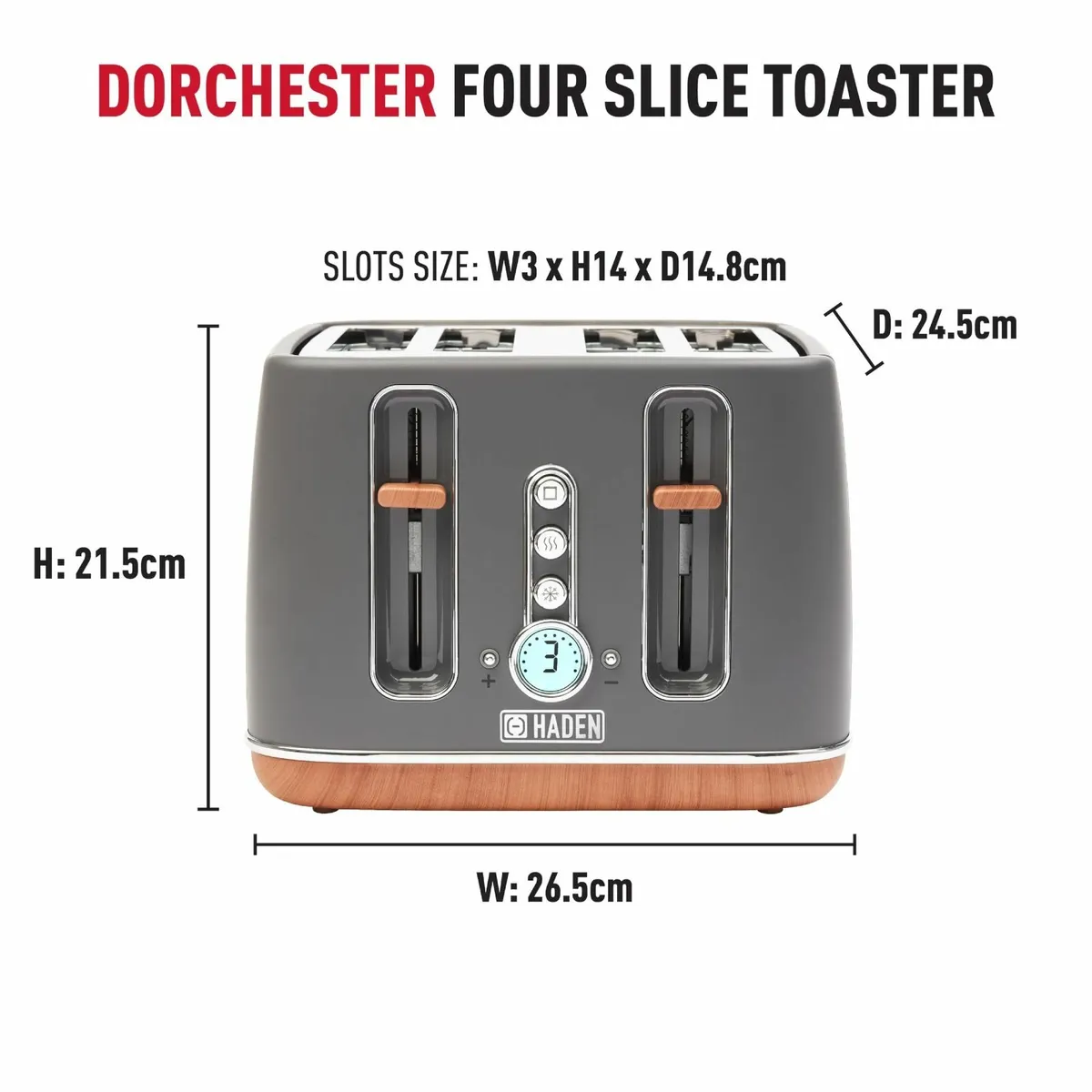 Dorchester Grey Toaster 4 Slice - Variable - Image 3