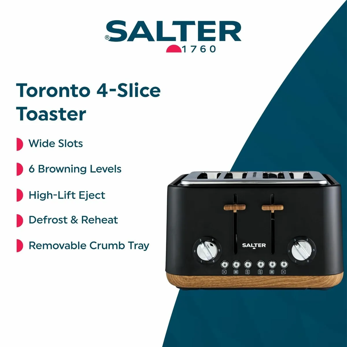 Toronto 4-Slice Toaster – Wide Slots 6 Browning - Image 3