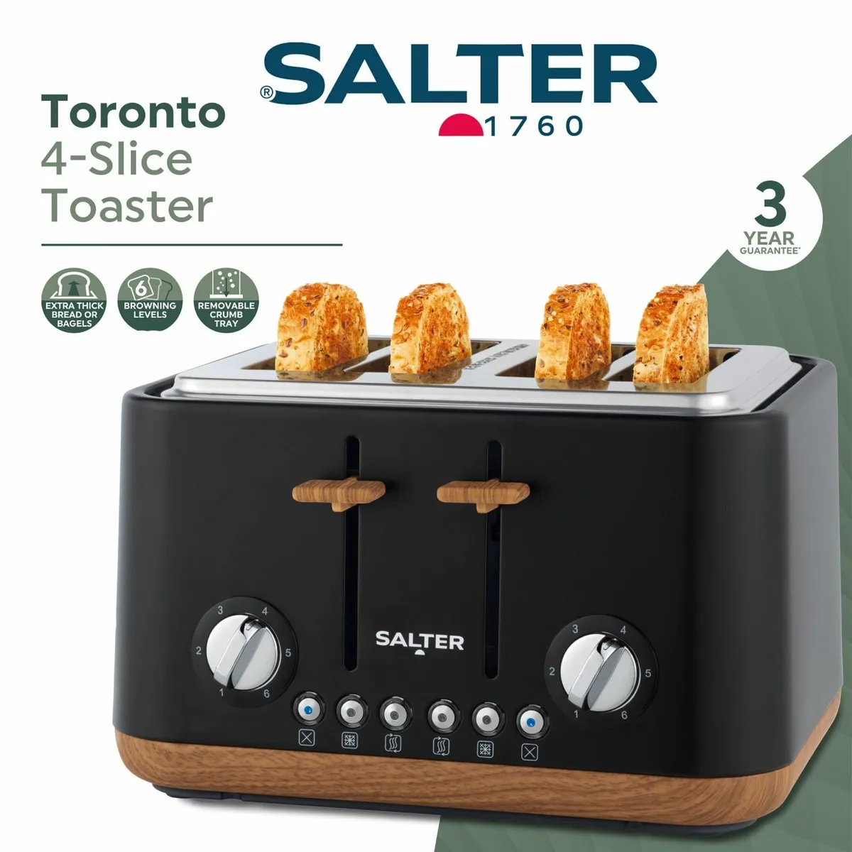 Toronto 4-Slice Toaster – Wide Slots 6 Browning - Image 4