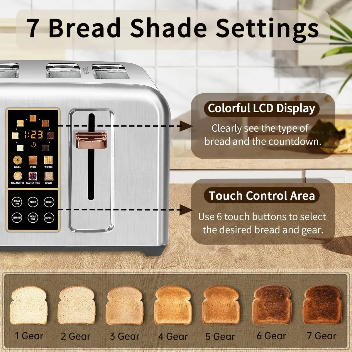 4 SliceToaster Stainless Steel Toaster with Touch - Image 4