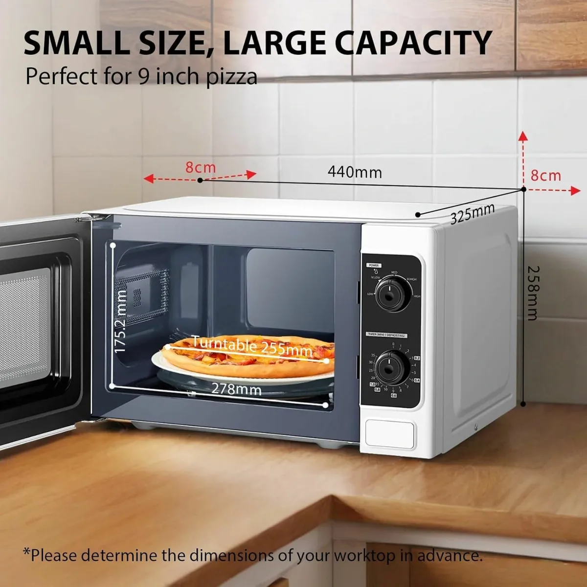 20 Liter 800W Manual Control Solo Small Microwave - Image 3