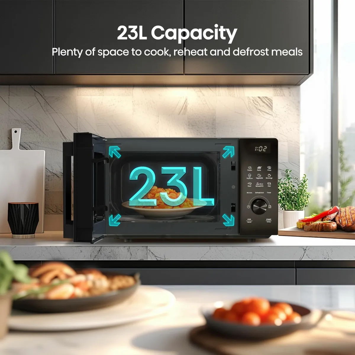 H23MOBSD1HUK 23 Litre 800W electronic Microwave - Image 2