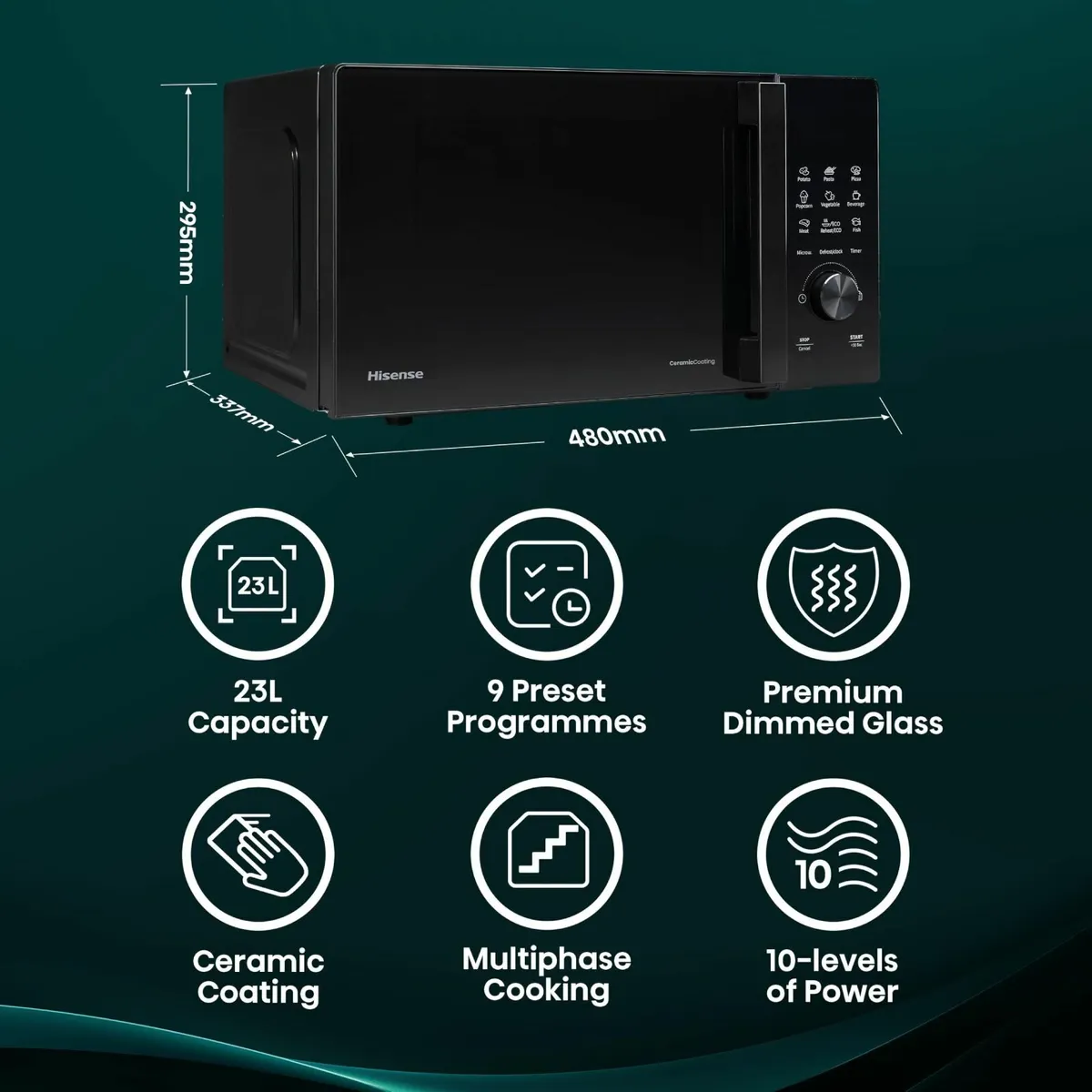 H23MOBSD1HUK 23 Litre 800W electronic Microwave - Image 3